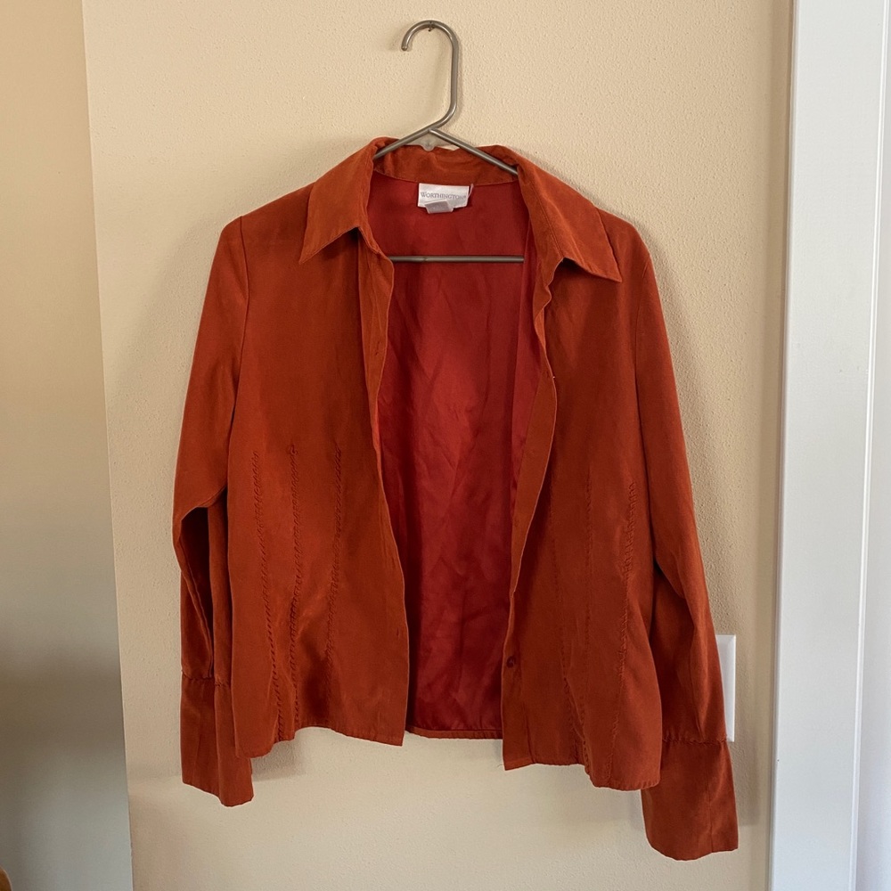 Burnt orange suede button up